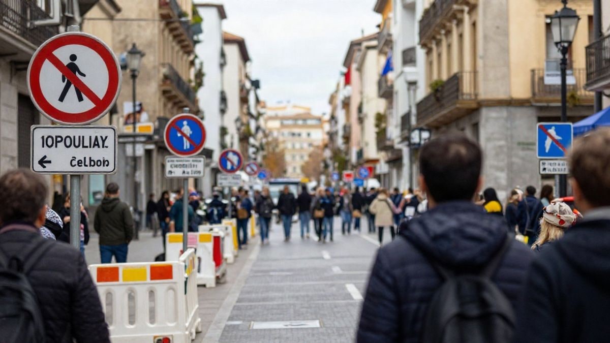 Imagen ilustrativa: calle de una ciudad española con señales de tráfico y ambiente cotidiano
