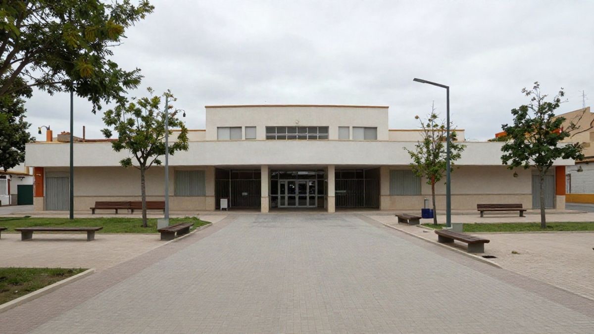 Imagen ilustrativa: fachada de un edificio comunitario moderno con un camino de acceso