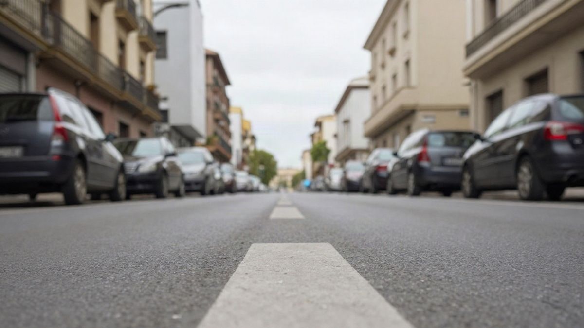 Imagen ilustrativa: calle urbana corriente con fachada institucional sencilla y cielo nublado al fondo