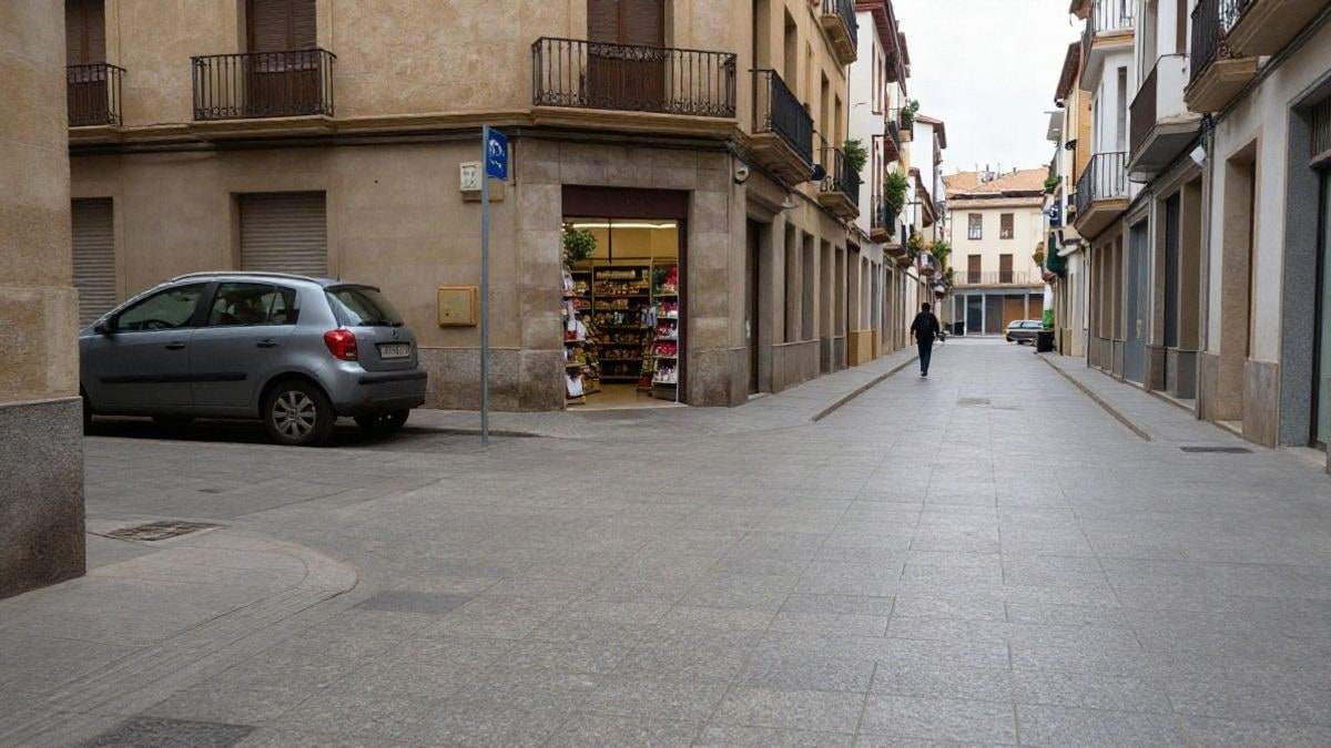 Imagen ilustrativa: calle española con un coche aparcado y una persona alejándose al fondo